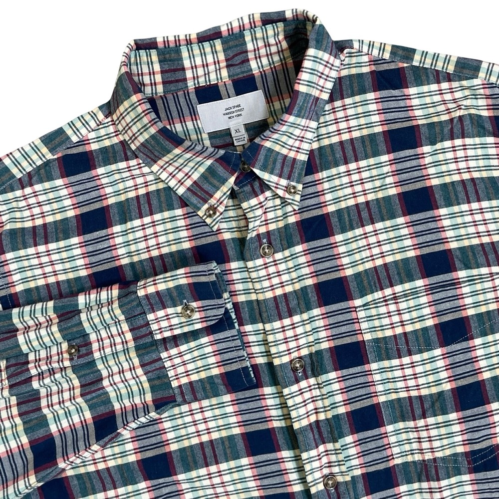 Jack Spade Button Down Shirt Mens XL Multi Color Plaid Long Sleeve Cotton Preppy